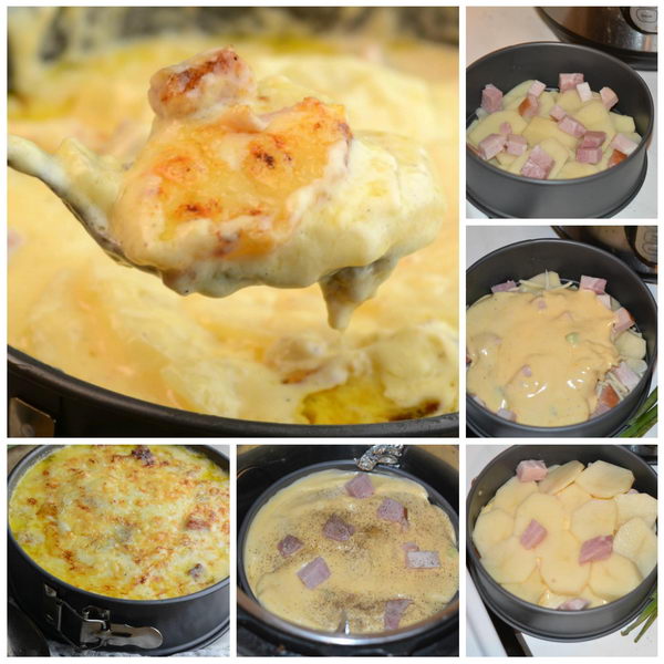 Ham & Cheddar Instant Pot Au Gratin Potatoes. 