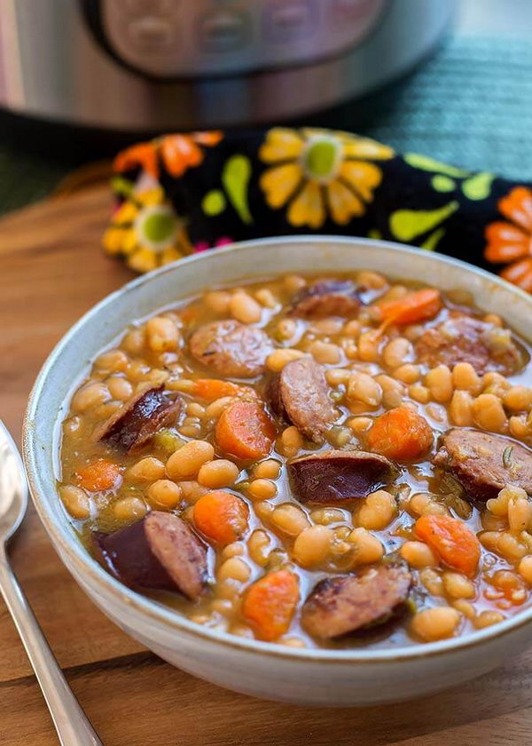 Instant Pot Sausage and White Beans. 