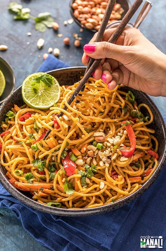 Instant Pot Thai Peanut Noodles. 