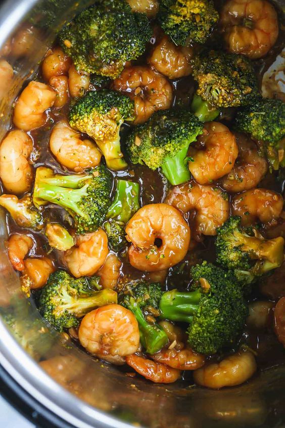 Instant Pot Shrimp and Broccoli. 