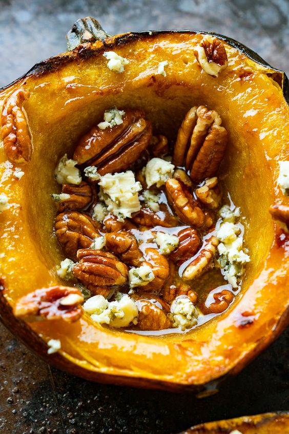 Maple Pecan Roasted Acorn Squash. 