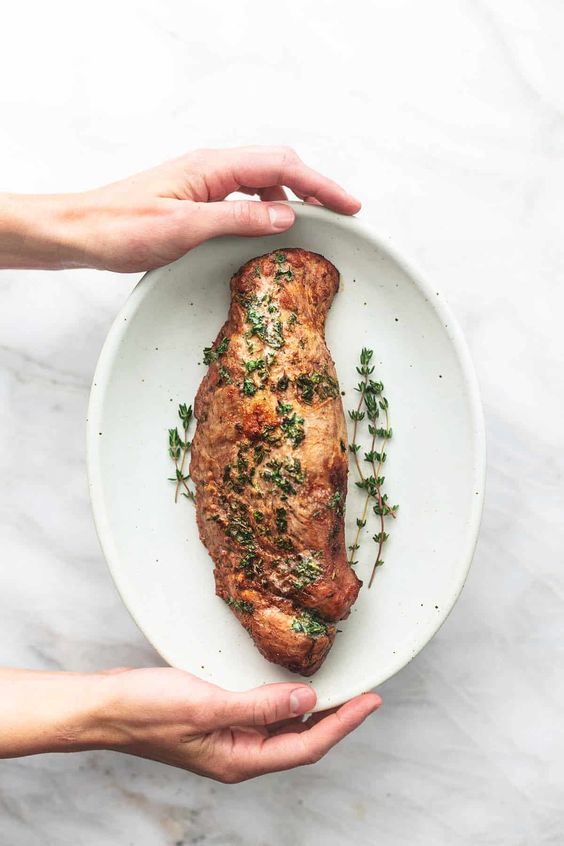 Garlic Butter Roasted Pork Tenderloin. 