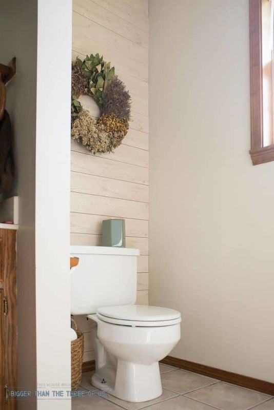 Shiplap Wall Behind Toilet. 