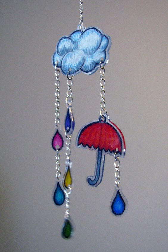 Shrinky Dink Umbrella Mobile. 