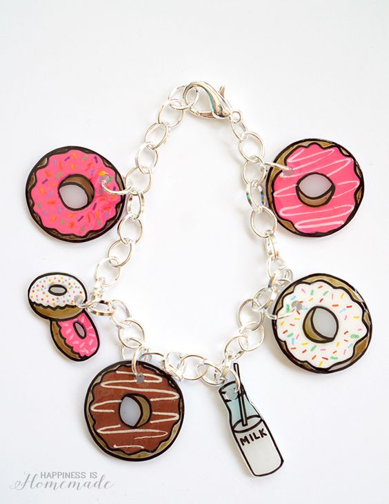 Shrinky Dink Donut Charm Bracelet. 