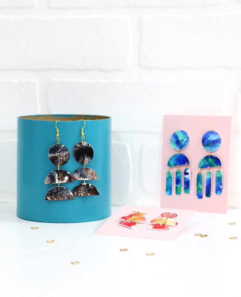 DIY Statement Shrinky Dink Earrings. 