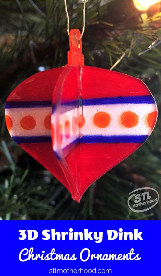 3D Shrinky Dink Christmas Ornaments. 