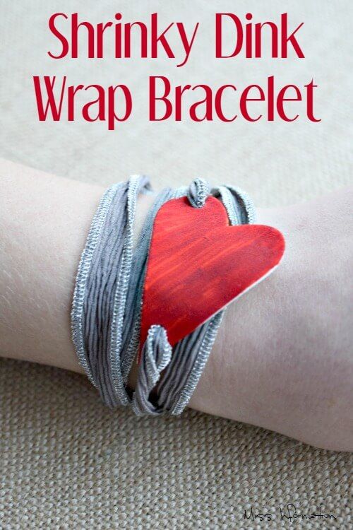 Shrinky Dink Heart Wrap Bracelet. 