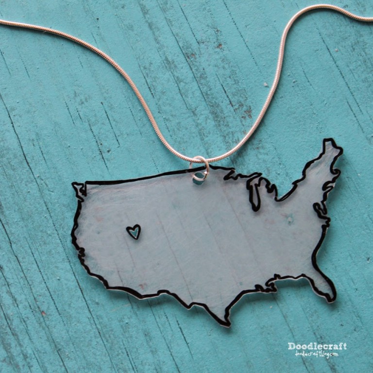 Shrinky Dink Love My STATE Or USA DIY Jewelry. 