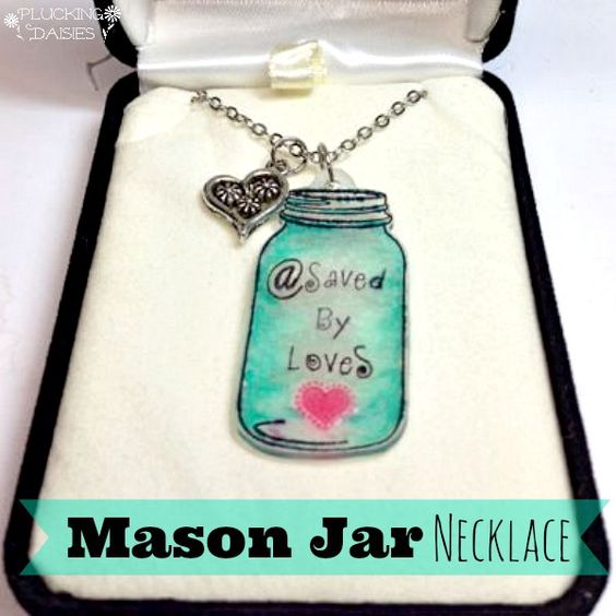 Mason Jar Shrink Film Necklace. 