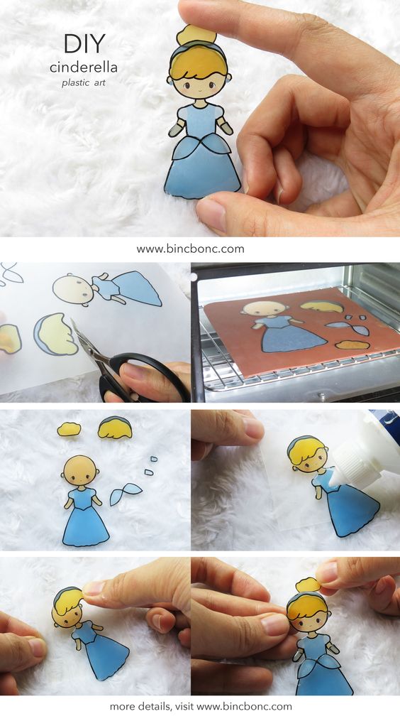 DIY Shrinky Dink Cinderella For Fan Of Disney Princess. 