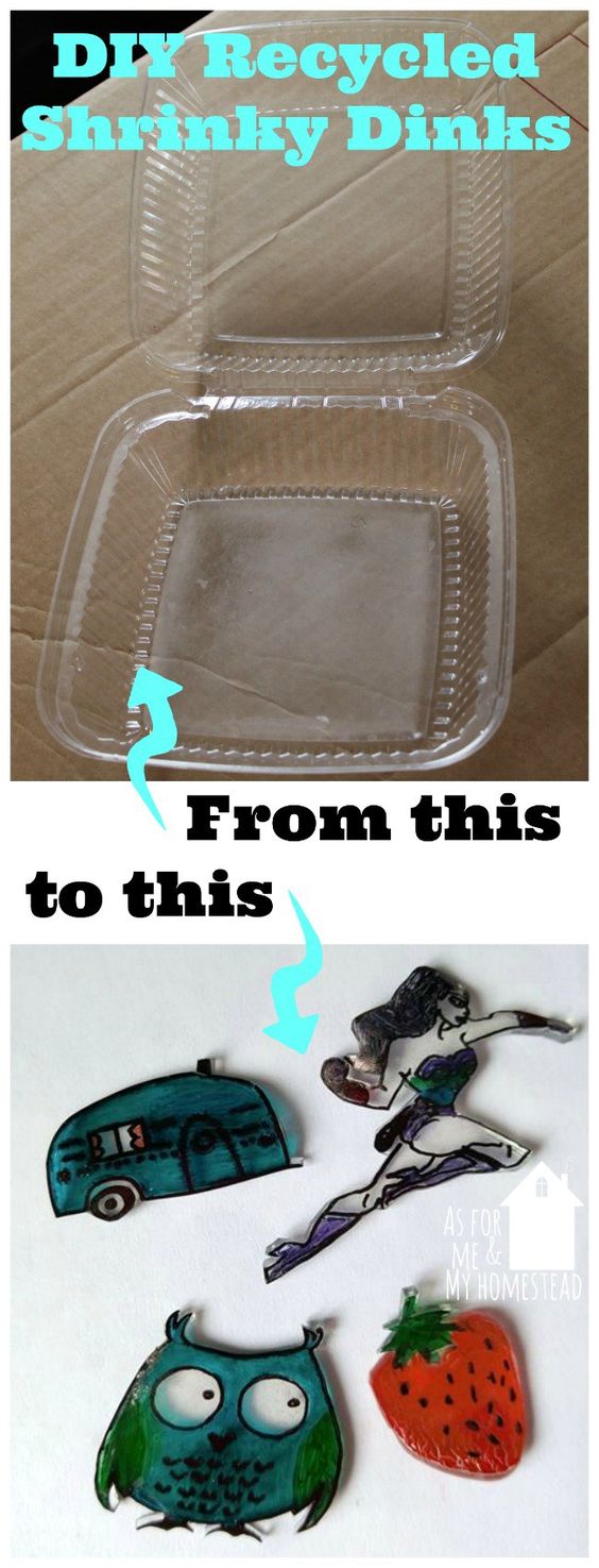 DIY Recycled Shrinky Dinks From Plastic Containers. 