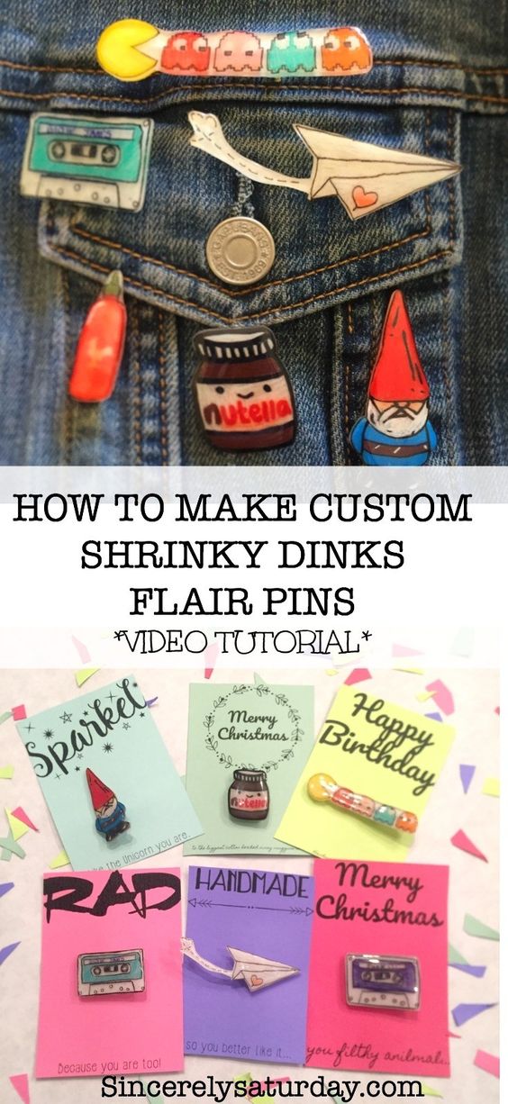 Make Custom Flair Pins Using Shrinky Dinks. 