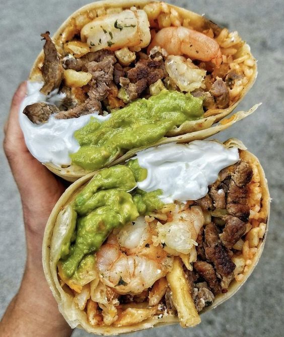 Monster Steak and Shrimp Burritos. 