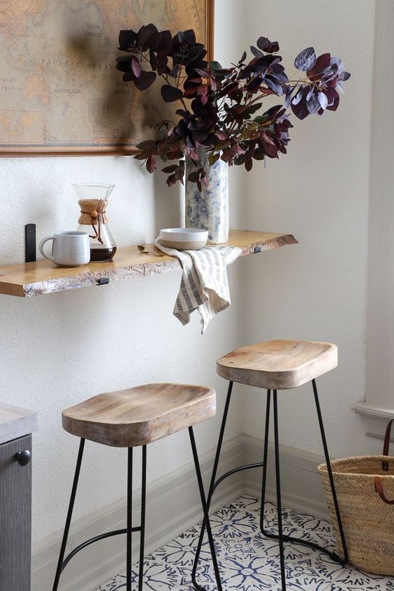 DIY Live Edge Breakfast Bar Floating Shelf. 