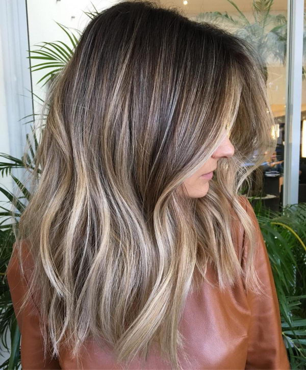 Mid-Shaft-To-Ends Ash Blonde Balayage. 