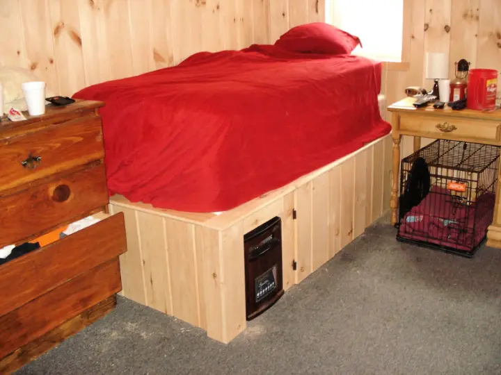 Simple Raised Cabin Bed Frame With Hidden Space. 