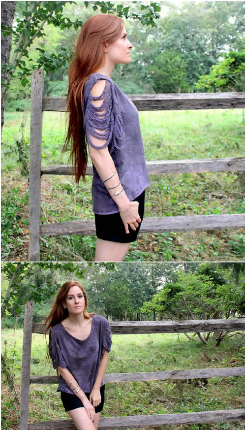 DIY Shredded Sleeve T-Shirt. 