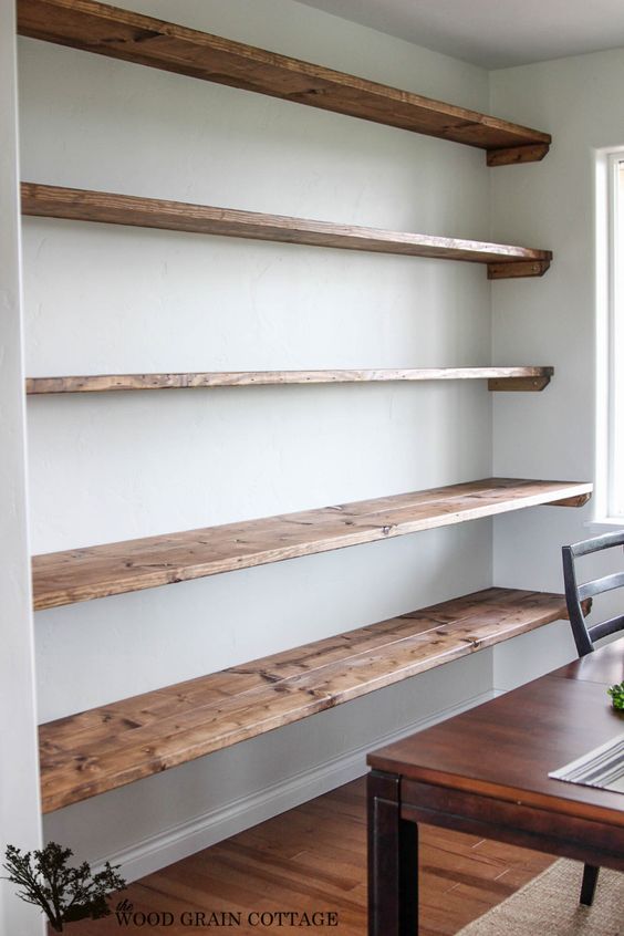 DIY floating shelves for Large Wall. 