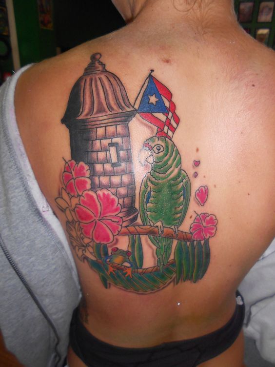 Puerto Rican Back Tattoo. 