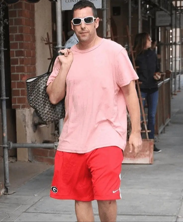 Adam Sandler in Pink Tee Sandler. 