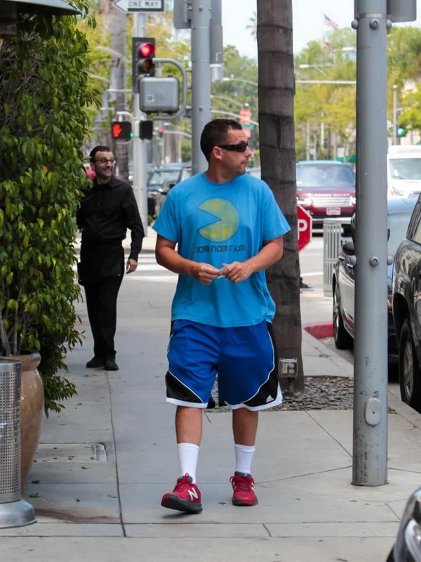 Adam in Blue Shirt, Basketball Short and Sneaker. 