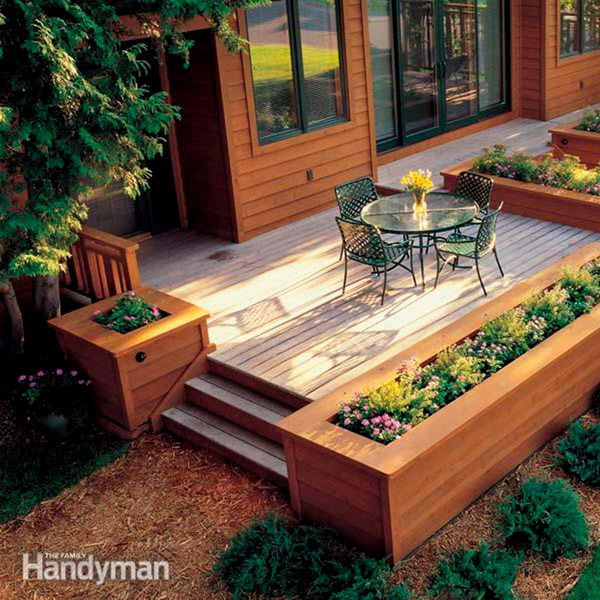 Built-In Flower Beds Along Deck. 