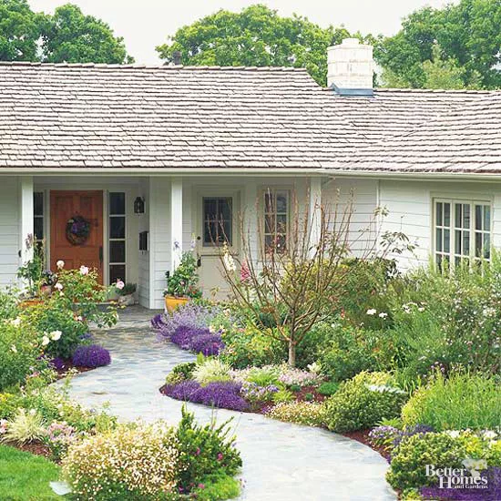 Flower Bed by Walkway. 