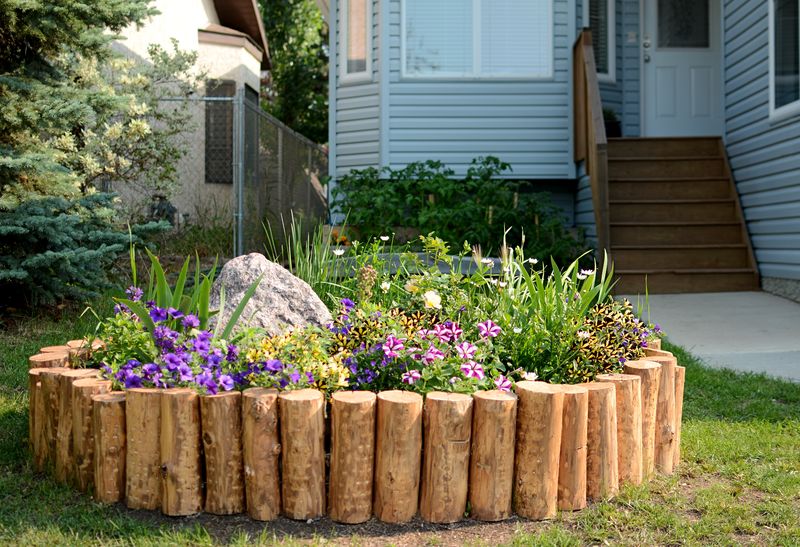 Raised Timber Flower Bed. 